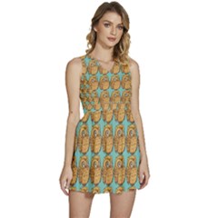 Seamless Cute Colourfull Owl Kids Pattern Sleeveless High Waist Mini Dress by Grandong