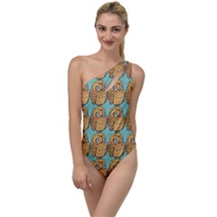 Owl Bird Pattern To One Side Swimsuit by Grandong