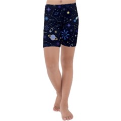 Starry Night  Space Constellations  Stars  Galaxy  Universe Graphic  Illustration Kids  Lightweight Velour Capri Yoga Leggings by Grandong