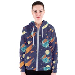 Space Galaxy Planet Universe Stars Night Fantasy Women s Zipper Hoodie by Grandong