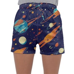 Space Galaxy Planet Universe Stars Night Fantasy Sleepwear Shorts by Grandong