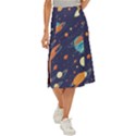 Space Galaxy Planet Universe Stars Night Fantasy Midi Panel Skirt View1