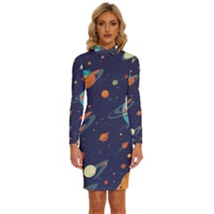 Space Galaxy Planet Universe Stars Night Fantasy Long Sleeve Shirt Collar Bodycon Dress by Grandong