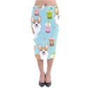 Welsh Corgi Boba Tea Bubble Cute Kawaii Dog Breed Velvet Midi Pencil Skirt View1