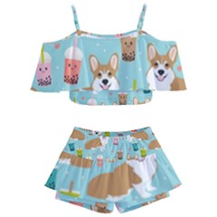 Welsh Corgi Boba Tea Bubble Cute Kawaii Dog Breed Kids  Off Shoulder Skirt Bikini by Grandong