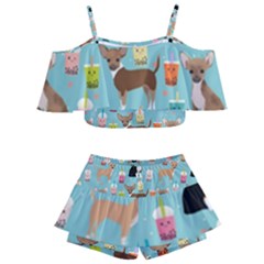 Chihuahua Bubble Kawaii Boba Tea Cute Dog Kids  Off Shoulder Skirt Bikini by Grandong