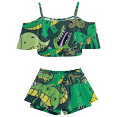 Dino Kawaii Kids  Off Shoulder Skirt Bikini by Grandong