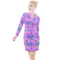 Seamless Pattern With Cute Kawaii Kittens Button Long Sleeve Dress View1