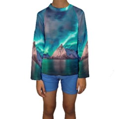 Amazing Aurora Borealis Colors Kids  Long Sleeve Swimwear by Grandong