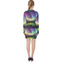 Aurora Borealis Polar Northern Lights Natural Phenomenon North Night Mountains V-neck Bodycon Long Sleeve Dress View2