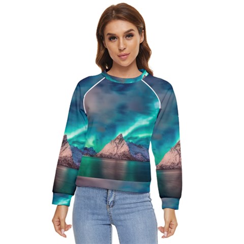 Amazing Aurora Borealis Colors Women s Long Sleeve Raglan T-shirt by Grandong