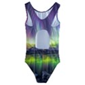 Aurora Borealis Polar Northern Lights Natural Phenomenon North Night Mountains Kids  Cut-Out Back One Piece Swimsuit View2