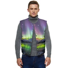 Aurora Borealis Polar Northern Lights Natural Phenomenon North Night Mountains Men s Button Up Puffer Vest	 by Grandong