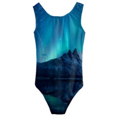 Aurora Borealis Mountain Reflection Kids  Cut-out Back One Piece Swimsuit by Grandong