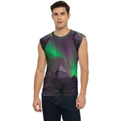 Aurora Northern Lights Phenomenon Atmosphere Sky Men s Raglan Cap Sleeve T-shirt by Grandong