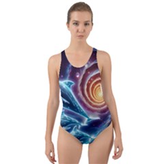 Dolphins Fantasy Cut-out Back One Piece Swimsuit by Ravend