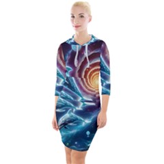 Dolphins Fantasy Quarter Sleeve Hood Bodycon Dress by Ravend