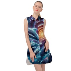 Dolphins Fantasy Sleeveless Shirt Dress by Ravend