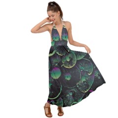 Psychedelic Mushrooms Background Backless Maxi Beach Dress by Ravend