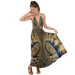 Fractal Spiral Infinite Psychedelic Backless Maxi Beach Dress by Ravend