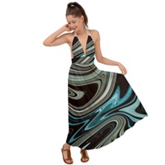 Abstract Waves Background Wallpaper Backless Maxi Beach Dress by Ravend