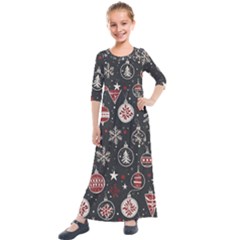 Christmas Winter Xmas Kids  Quarter Sleeve Maxi Dress by Vaneshop