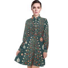 Tree Christmas Long Sleeve Chiffon Shirt Dress by Vaneshop