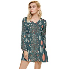 Tree Christmas Tiered Long Sleeve Mini Dress by Vaneshop