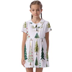 Christmas Xmas Trees Kids  Asymmetric Collar Dress by Vaneshop