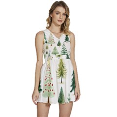 Christmas Xmas Trees Sleeveless High Waist Mini Dress by Vaneshop