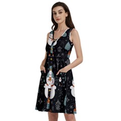 Snowman Christmas Sleeveless Dress With Pocket by Vaneshop