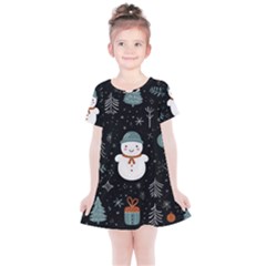 Snowman Christmas Kids  Simple Cotton Dress by Vaneshop