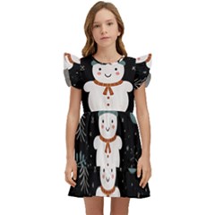 Snowman Christmas Kids  Winged Sleeve Dress by Vaneshop