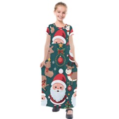 Christmas Santa Claus Kids  Short Sleeve Maxi Dress by Vaneshop