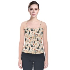 Pattern Seamless Velvet Spaghetti Strap Top by Vaneshop