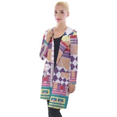 Abstract Shapes Colors Gradient Hooded Pocket Cardigan by Vaneshop