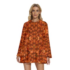 Floral Time In Peace And Love Round Neck Long Sleeve Bohemian Style Chiffon Mini Dress by pepitasart