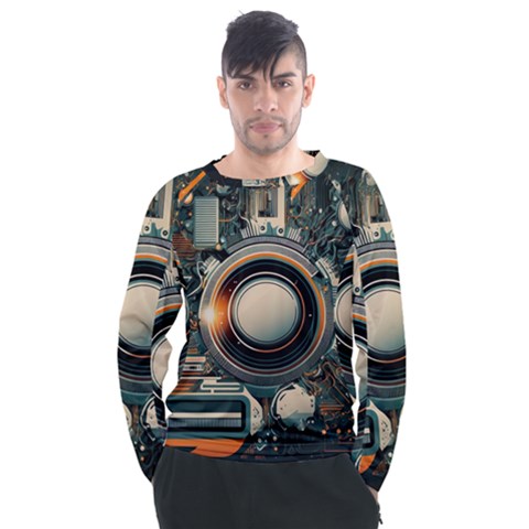 Illustrations Technology Robot Internet Processor Men s Long Sleeve Raglan T-shirt by Vaneshop