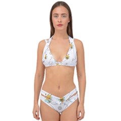 Bee Art Pattern Design Wallpaper Background Print Double Strap Halter Bikini Set by Vaneshop