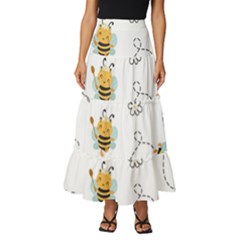 Bee Art Pattern Design Wallpaper Background Print Tiered Ruffle Maxi Skirt by Vaneshop