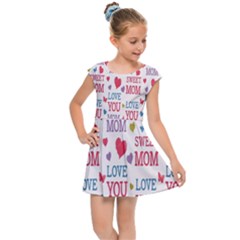 Love Mom Happy Mothers Day I Love Mom Graphic Kids  Cap Sleeve Dress by Vaneshop