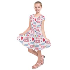 Love Mom Happy Mothers Day I Love Mom Graphic Kids  Short Sleeve Dress by Vaneshop