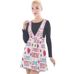 Love Mom Happy Mothers Day I Love Mom Graphic Plunge Pinafore Velour Dress by Vaneshop