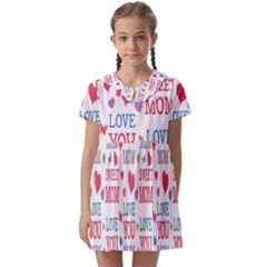 Love Mom Happy Mothers Day I Love Mom Graphic Kids  Asymmetric Collar Dress by Vaneshop