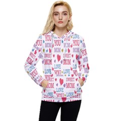 Love Mom Happy Mothers Day I Love Mom Graphic Women s Lightweight Drawstring Hoodie by Vaneshop