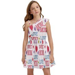 Love Mom Happy Mothers Day I Love Mom Graphic Kids  One Shoulder Party Dress by Vaneshop