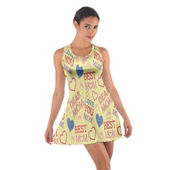 Love Mom Happy Mothers Day I Love Mom Graphic Pattern Cotton Racerback Dress by Vaneshop