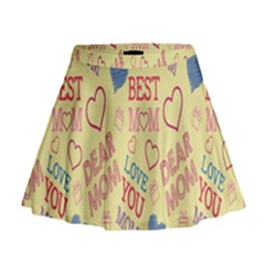 Love Mom Happy Mothers Day I Love Mom Graphic Pattern Mini Flare Skirt by Vaneshop