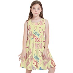 Love Mom Happy Mothers Day I Love Mom Graphic Pattern Kids  Skater Dress by Vaneshop