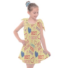 Love Mom Happy Mothers Day I Love Mom Graphic Pattern Kids  Tie Up Tunic Dress by Vaneshop